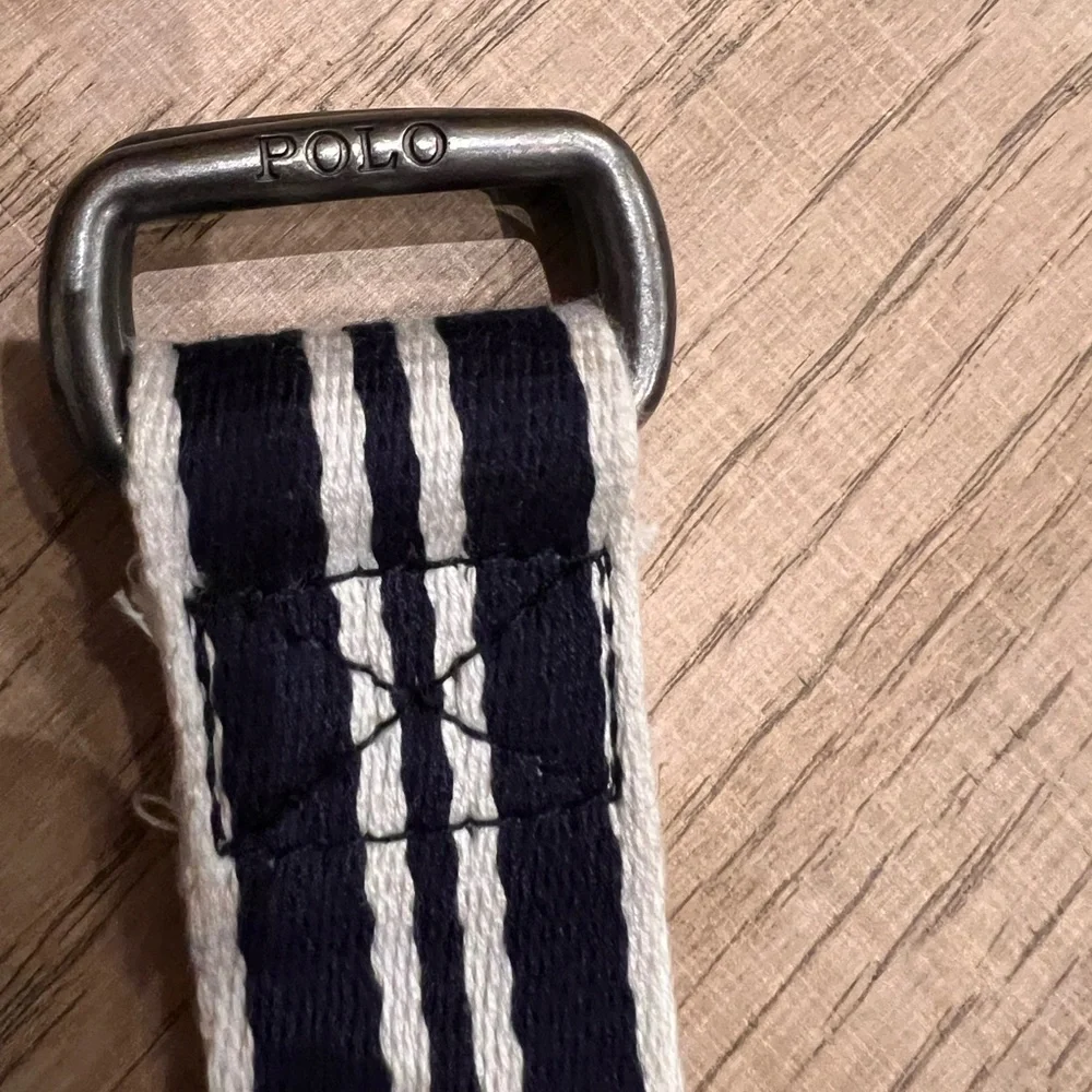 Polo Striped Canvas Belt - Navy & White - 26 inches, suits 3T - 5T